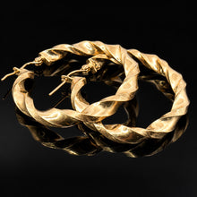 Load image into Gallery viewer, Elegant 10K Yellow Gold Twisted Hoop Earrings