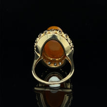 Load image into Gallery viewer, 14K Yellow Gold Natural Fire Opal Diamond Cocktail Ring