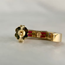 Load image into Gallery viewer, 14K Yellow Gold Ruby and Diamond J Earrings