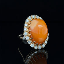 Load image into Gallery viewer, 14K Yellow Gold Natural Fire Opal Diamond Cocktail Ring