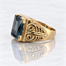 Load image into Gallery viewer, 14K Yellow Gold Men's  London Blue Topaz Statement Ring