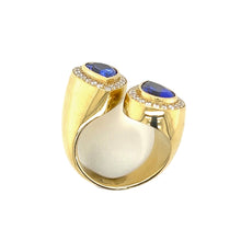 Load image into Gallery viewer, 18K Yellow Gold Tanzanite and Diamond Bypass Statement Ring