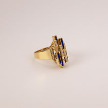 Load image into Gallery viewer, 14k Yellow Gold Lapis Lazuli &amp; Diamond Statement Ring