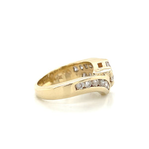 Modernist 14K Yellow Gold .65ct Trilliant Diamond Band