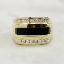 Load image into Gallery viewer, 14K Yellow Gold Onyx and Diamond Unisex Ring