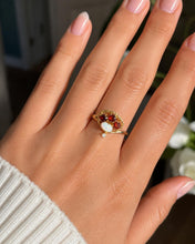 Load image into Gallery viewer, Vintage 14K Gold Opal, Garnet &amp; Diamond Swirl Ring