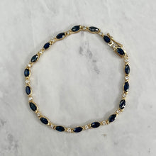 Load image into Gallery viewer, 14K Yellow Gold Sapphire and Diamond Tennis Bracelet