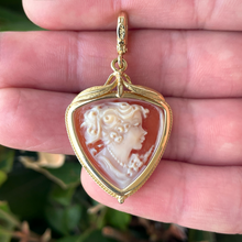 Load image into Gallery viewer, 18K Yellow Gold Fratelli Chini Shell Cameo Enhancer Pendant