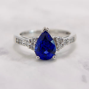 18K White Gold 1.50ct Ceylon Sapphire and Diamond Ring