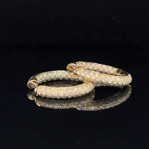 14K Yellow Gold Inside Out Diamond Huggie Earrings