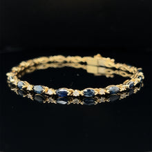 Load image into Gallery viewer, 14K Yellow Gold Sapphire and Diamond Tennis Bracelet