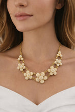 Load image into Gallery viewer, Luxury 18K Gold Pearl Floral Necklace – Intricate Beaded Blossom Link Design