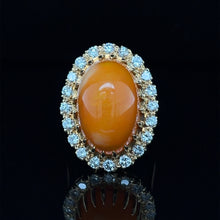 Load image into Gallery viewer, 14K Yellow Gold Natural Fire Opal Diamond Cocktail Ring