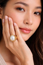 Load image into Gallery viewer, 14K Yellow Gold Organic Sculptural Ring with Large Mabe Pearl Cabochon