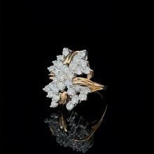 Load image into Gallery viewer, 14K Two-Tone Gold 2 Carat Diamond Floral Cluster Ring