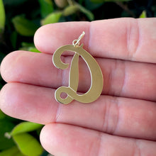 Load image into Gallery viewer, Large 14K Yellow Gold Cursive Letter &quot;D&quot; Statement Pendant