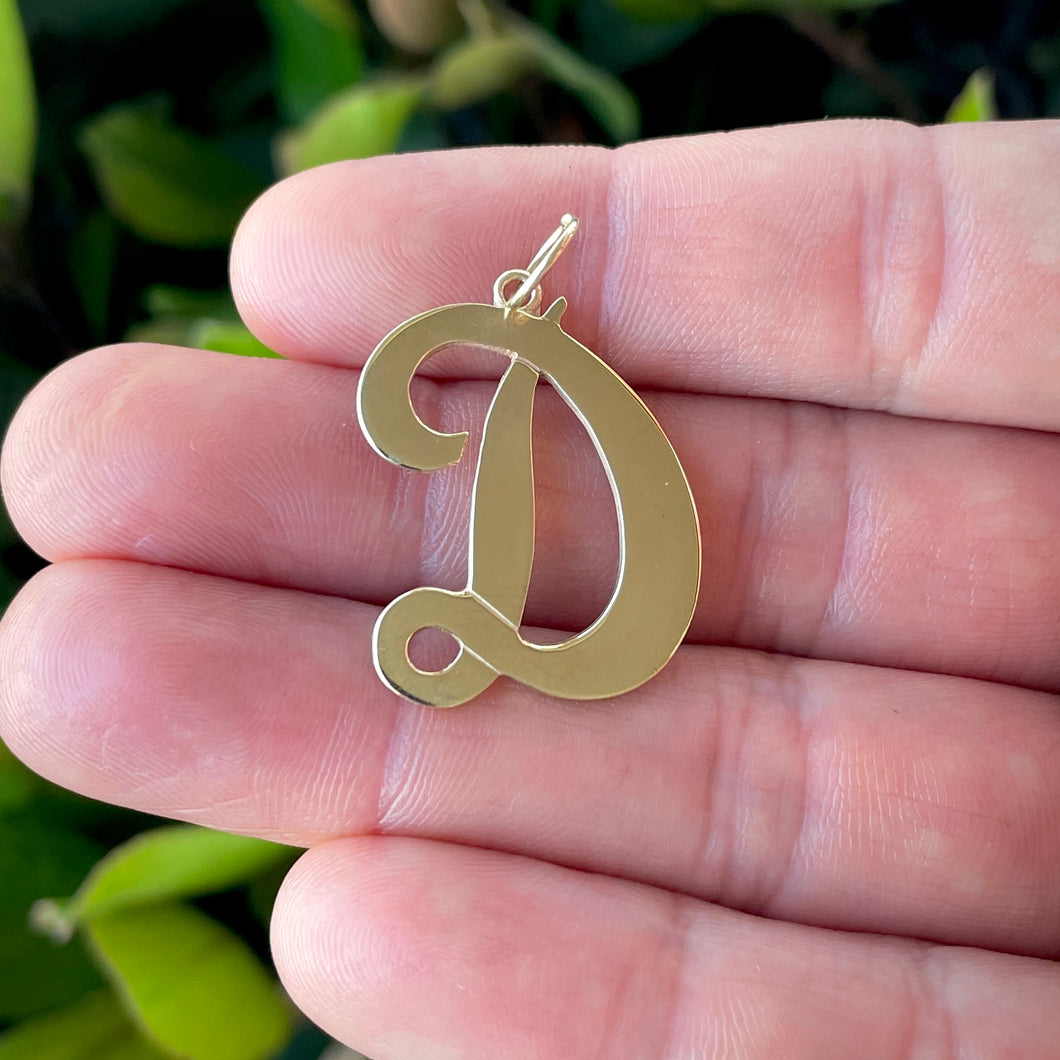 Large 14K Yellow Gold Cursive Letter 