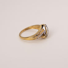 Load image into Gallery viewer, 14k Yellow Gold Diamond  Baguette &amp; Round Crossover Band Ring