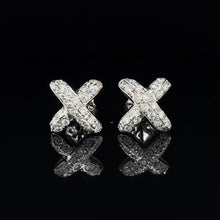 Load image into Gallery viewer, 18K White Gold .69ctw VS Diamond &quot;X&quot; Stud Earrings