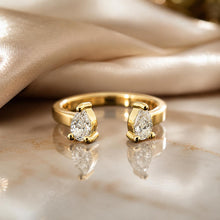 Load image into Gallery viewer, Modern Luxe Pear-Shaped Diamond Open Band 18k YG Ring