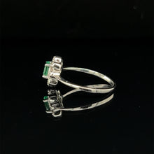 Load image into Gallery viewer, 14K White Gold .25ct Natural Emerald and Diamond Ring