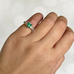 14K Yellow Gold 1.00ct Natural Emerald and Diamond Ring