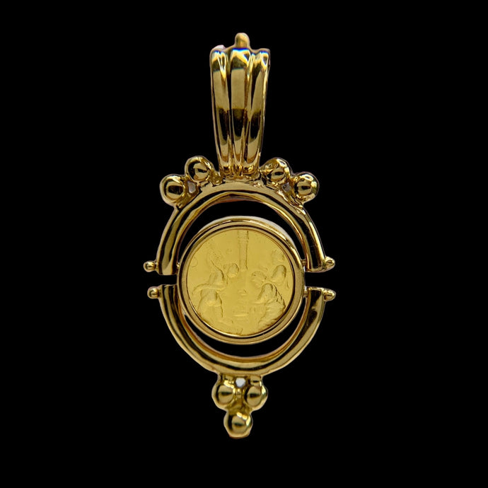18K Yellow Gold Tagliamonte Venetian Glass Enhancer Pendant