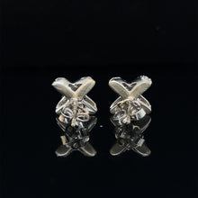 Load image into Gallery viewer, 18K White Gold .69ctw VS Diamond &quot;X&quot; Stud Earrings