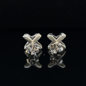 18K White Gold .69ctw VS Diamond "X" Stud Earrings