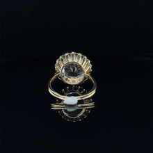 Load image into Gallery viewer, 18K Two-Tone Aquamarine Single Cut Diamond Halo Ring