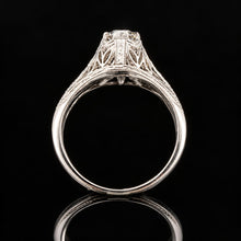 Load image into Gallery viewer, Vintage 18k WG Diamond Filigree Engagement Ring.