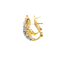 Load image into Gallery viewer, 14K Two-Tone Gold Waterfall Diamond Huggie Earrings