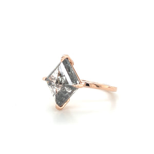 14K Rose Gold Salt and Pepper Kite Cut Diamond Ring