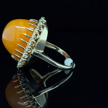 Load image into Gallery viewer, 14K Yellow Gold Natural Fire Opal Diamond Cocktail Ring