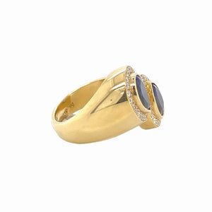 18K Yellow Gold Tanzanite and Diamond Bypass Statement Ring