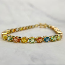 Load image into Gallery viewer, 18K Yellow Gold Multi-Color Natural Sapphire Tennis Bracelet