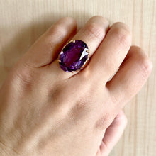 Load image into Gallery viewer, Art Deco 14K Rose Gold Synthetic Color Change Sapphire Ring