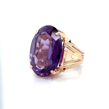Load image into Gallery viewer, Art Deco 14K Rose Gold Synthetic Color Change Sapphire Ring