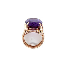 Load image into Gallery viewer, Art Deco 14K Rose Gold Synthetic Color Change Sapphire Ring