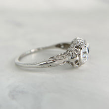 Load image into Gallery viewer, Art Deco 18K White Gold Old Euro Cut Diamond Filigree Ring