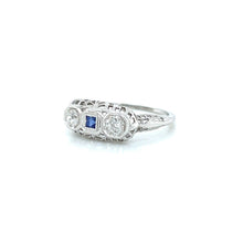 Load image into Gallery viewer, Art Deco 18K White Gold Old Euro Cut Diamond Filigree Ring