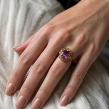 Load image into Gallery viewer, Vintage 14K Yellow Gold Oval Pink Sapphire Statement Ring