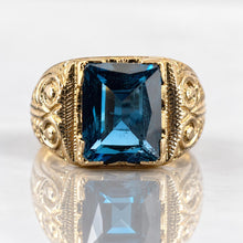 Load image into Gallery viewer, 14K Yellow Gold Men's  London Blue Topaz Statement Ring