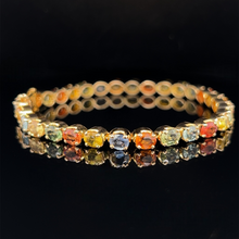 Load image into Gallery viewer, 18K Yellow Gold Multi-Color Natural Sapphire Tennis Bracelet