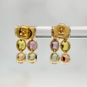 18K Yellow Gold Multi-Color Natural Sapphire Dangle Earrings