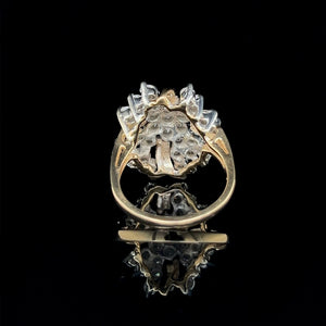 14K Two-Tone Gold 2 Carat Diamond Floral Cluster Ring