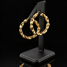 Load image into Gallery viewer, Elegant 10K Yellow Gold Twisted Hoop Earrings