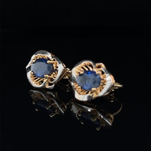 Load image into Gallery viewer, 14K Two-Tone Gold Blue Sapphire Clip On Earrings