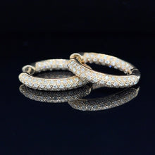 Load image into Gallery viewer, 14K Yellow Gold Inside Out Diamond Huggie Earrings