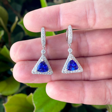 Load image into Gallery viewer, Yael 18K White Gold Tanzanite and Diamond Drop Earrings